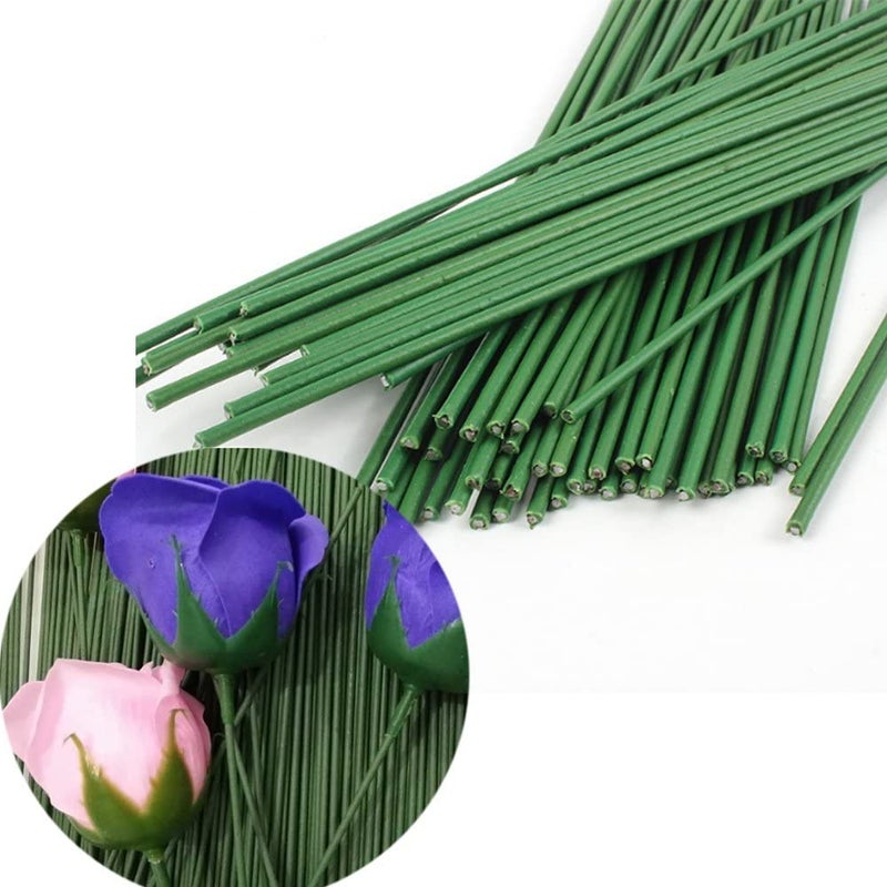 Arlai Pack of 50, Diameter 2mm Dark Green Paper Wrapped Floral stem Wire 16 Inch Floral Stem Wire - DIY Bouquet Stem Wrapping and Crafts - Image 5